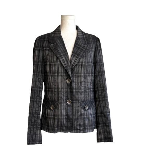 Tribal Black Gray Metallic Textured Button Front Pockets Blazer Jacket Size 10 - Picture 12 of 12